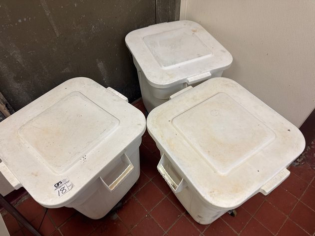 Image for 3 Commercial Rolling Ingredient Storage Bins 28 Gal