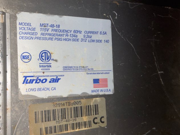 Image for Turbo Air MST-48-18 Commercial Refrigerated Prep Table