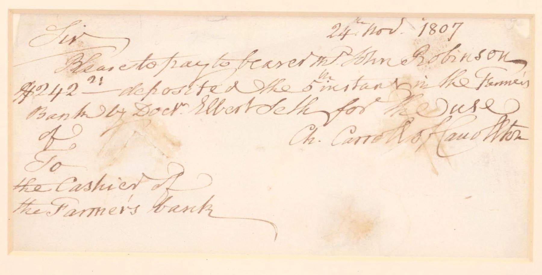 Image for Autograph of Charles Carroll of Carrollton -Declaration of Independence Signer