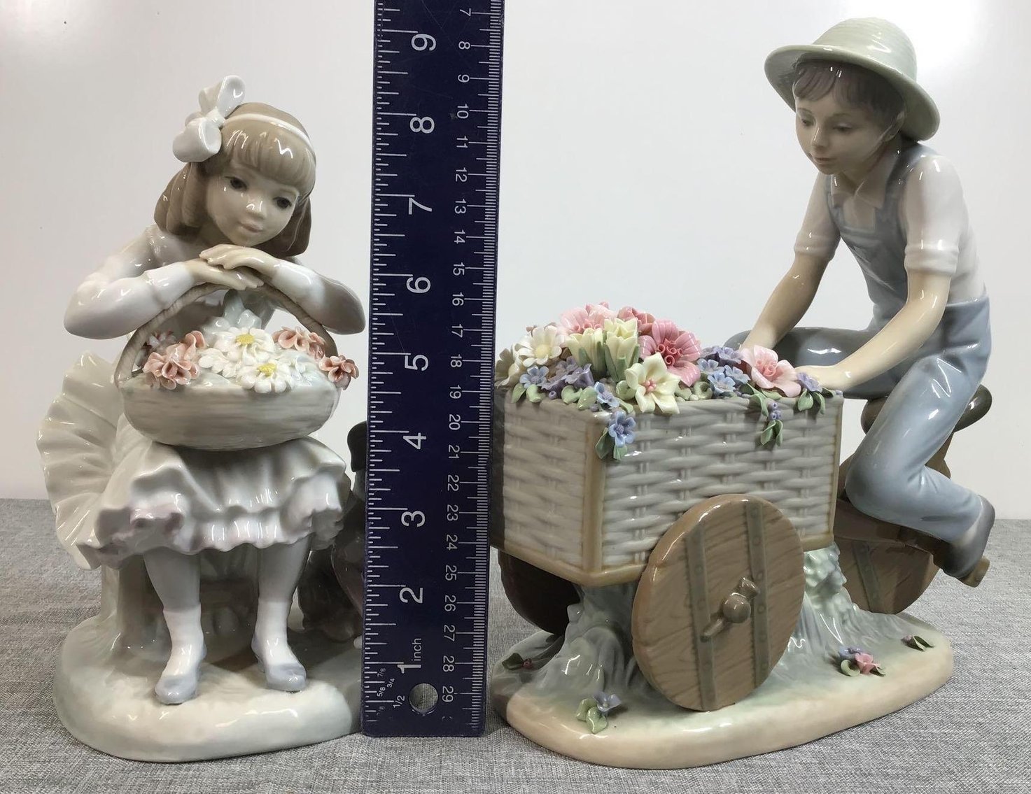 Image for Lladro Boy with Tricycle and Flowers and Lladro Girl with Flowers