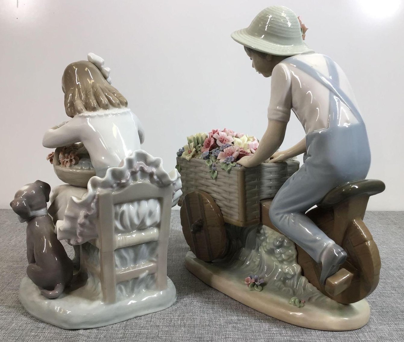 Image for Lladro Boy with Tricycle and Flowers and Lladro Girl with Flowers
