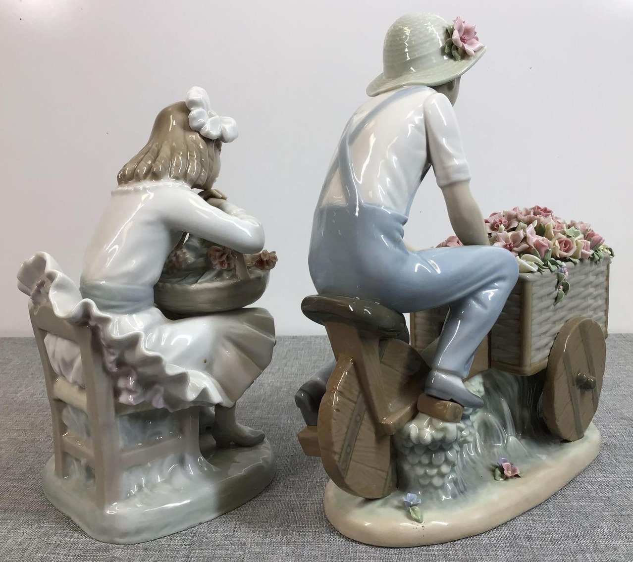 Image for Lladro Boy with Tricycle and Flowers and Lladro Girl with Flowers