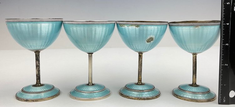 Image for The Thomae Co. Enameled Sterling Silver Champagne Coupes