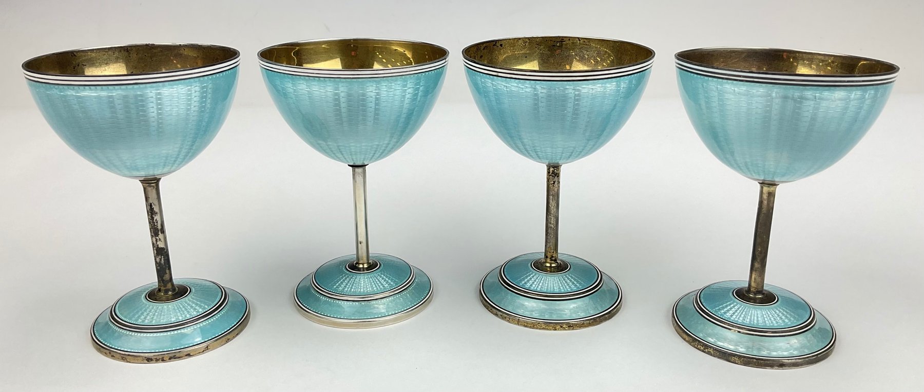 Image for The Thomae Co. Enameled Sterling Silver Champagne Coupes