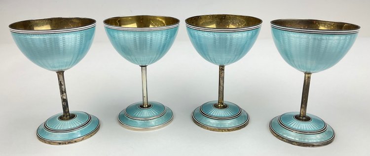 Image for The Thomae Co. Enameled Sterling Silver Champagne Coupes