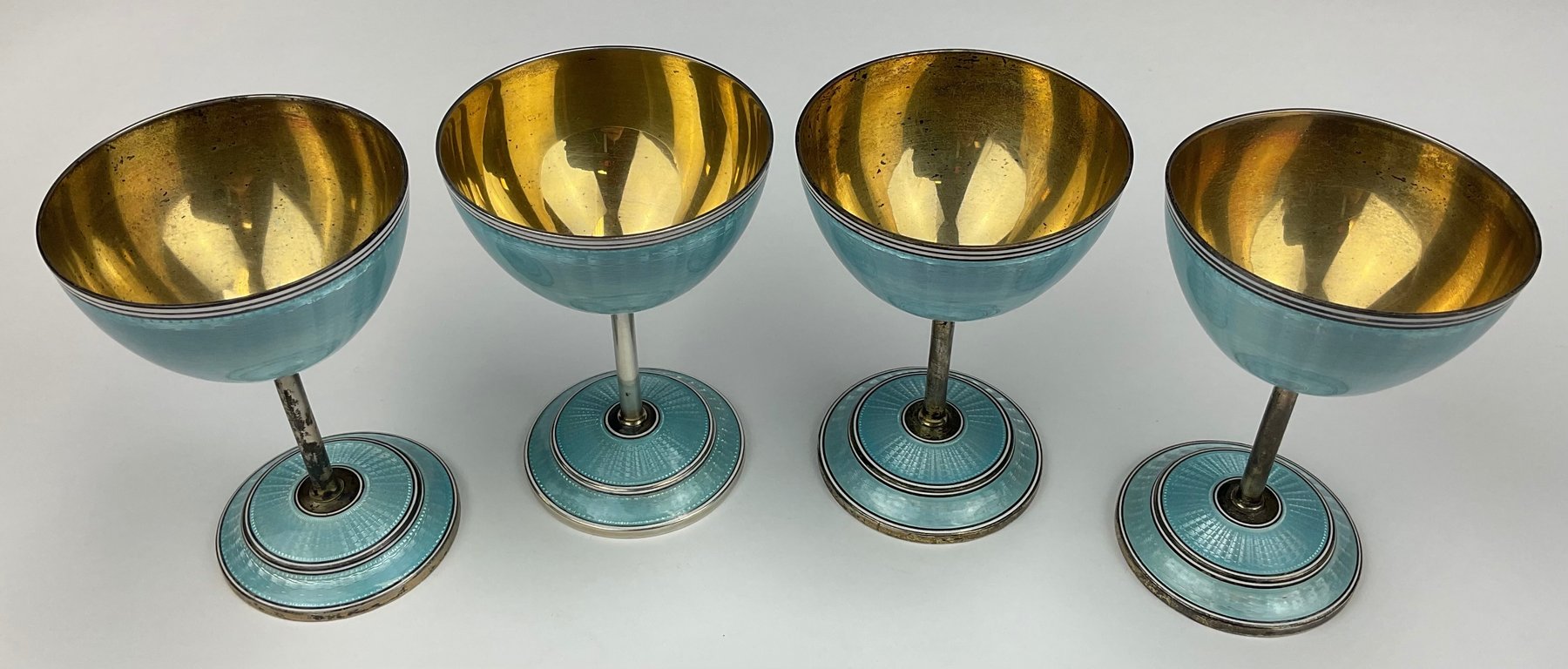 Image for The Thomae Co. Enameled Sterling Silver Champagne Coupes