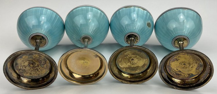 Image for The Thomae Co. Enameled Sterling Silver Champagne Coupes