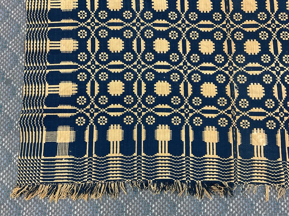Image for Blue and White Double Weave Coverlet