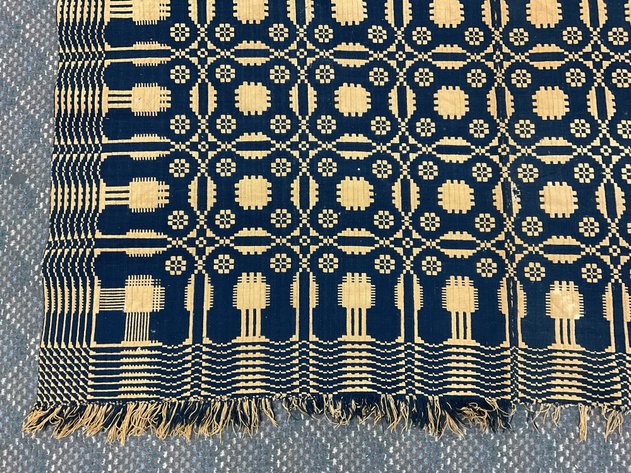 Image for Blue and White Double Weave Coverlet