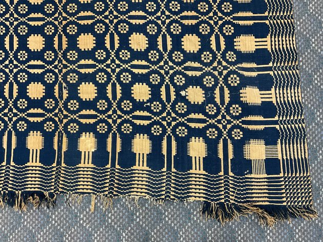 Image for Blue and White Double Weave Coverlet