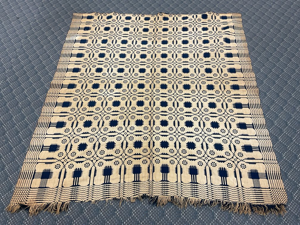 Image for Blue and White Double Weave Coverlet