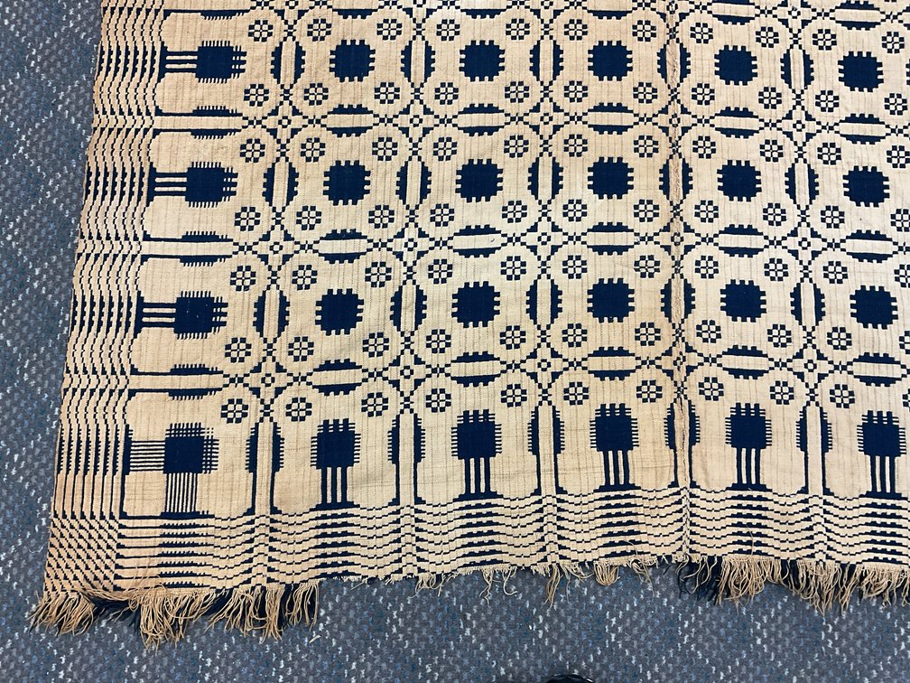 Image for Blue and White Double Weave Coverlet