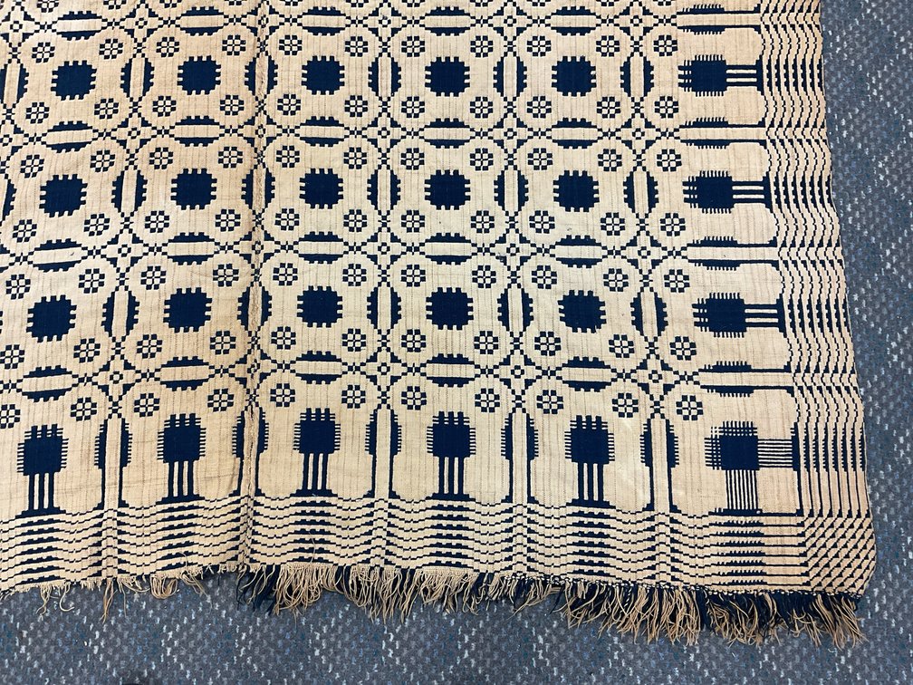 Image for Blue and White Double Weave Coverlet