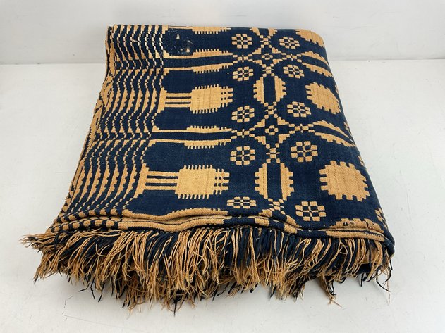 Image for Blue and White Double Weave Coverlet