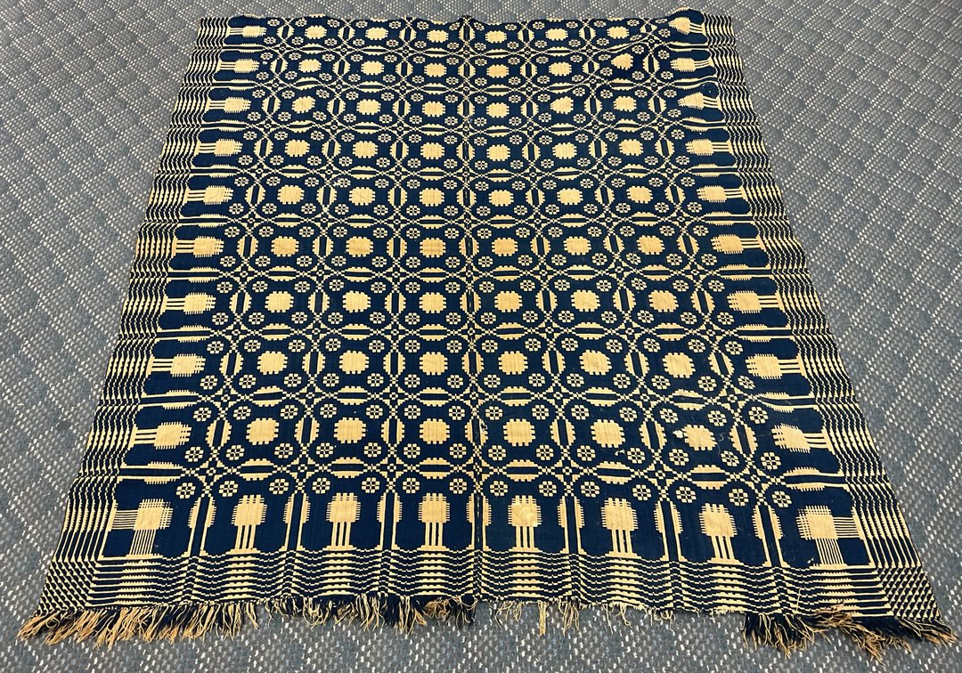 Image for Blue and White Double Weave Coverlet