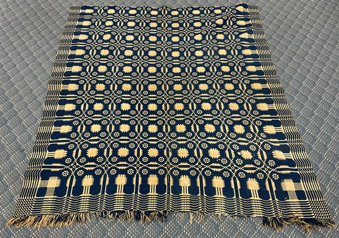 Image for Blue and White Double Weave Coverlet