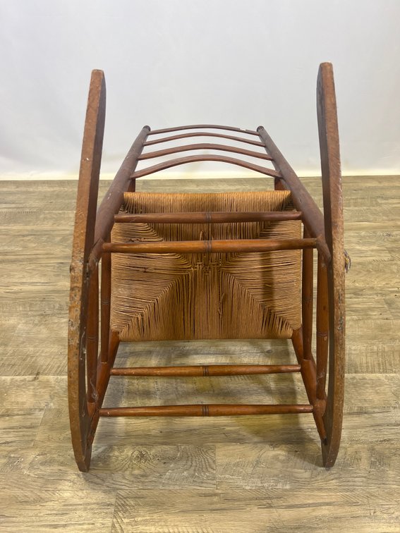 Image for Antique Ladder-Back Rocking Chair with Rush Seat