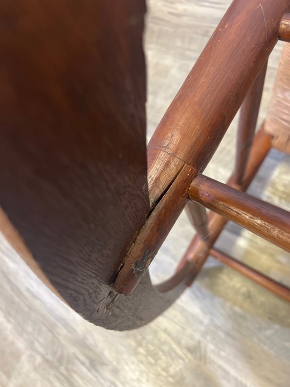 Image for Antique Ladder-Back Rocking Chair with Rush Seat