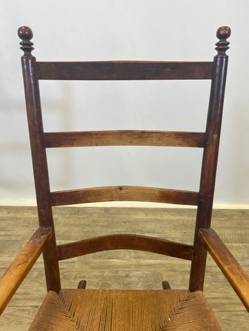 Image for Antique Ladder-Back Rocking Chair with Rush Seat