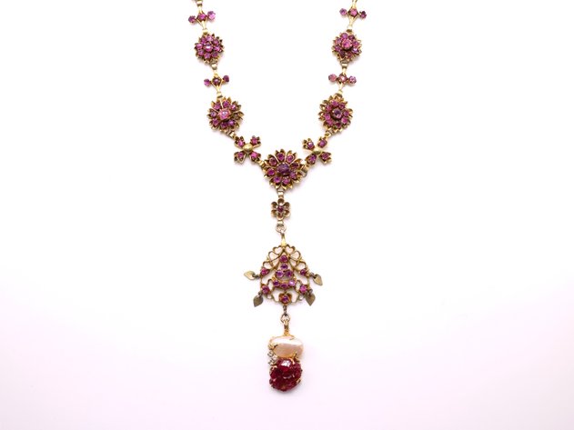 Image for Victorian Bohemian Ruby Fringe Necklace