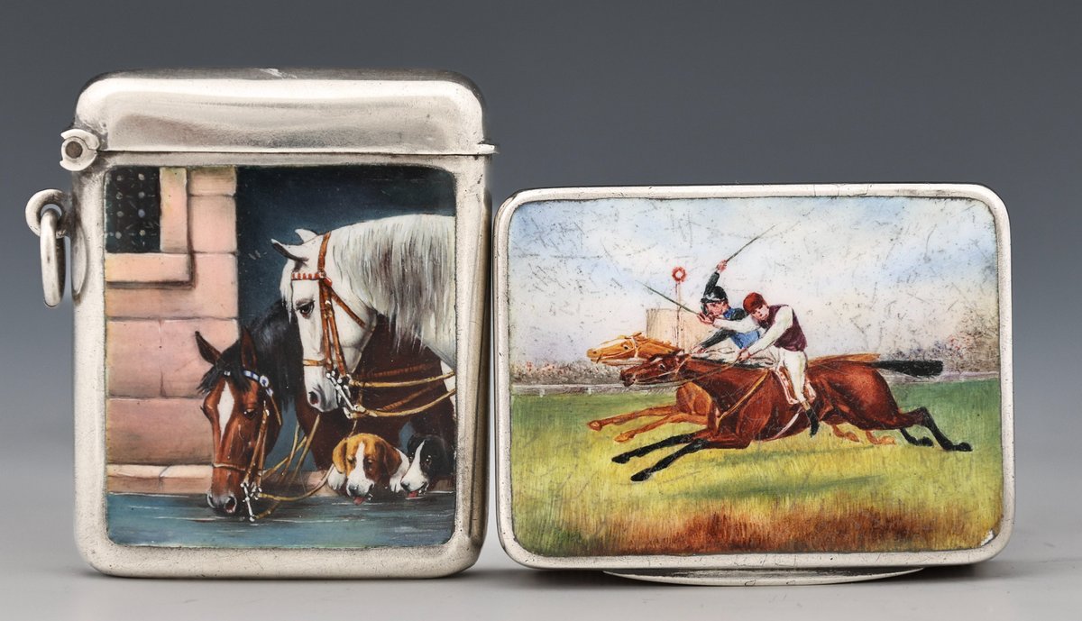 Image for Enameled Sterling Silver Match Holders