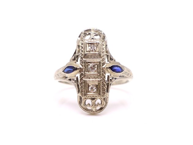 Image for 18k WG Diamond Sapphire Ring
