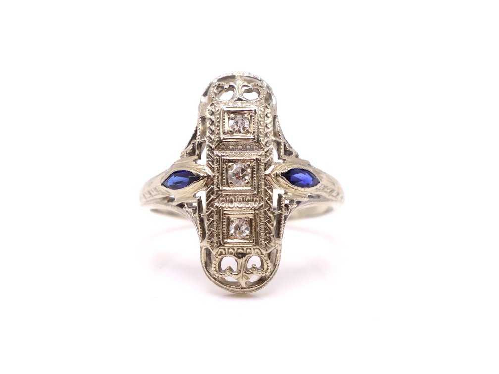 Image for 18k WG Diamond Sapphire Ring