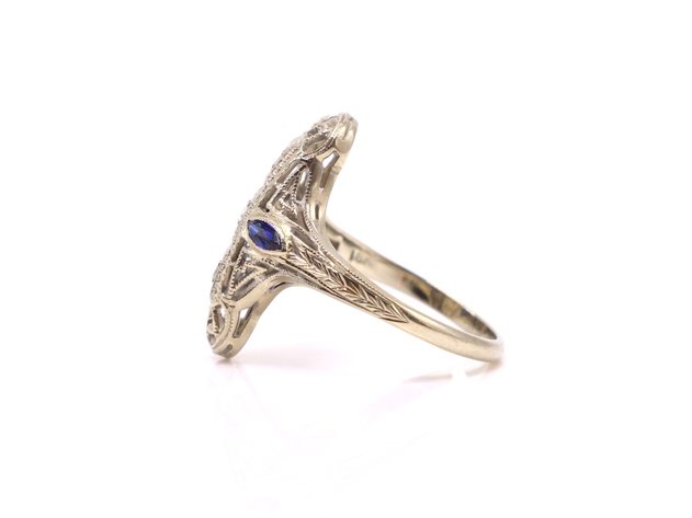 Image for 18k WG Diamond Sapphire Ring
