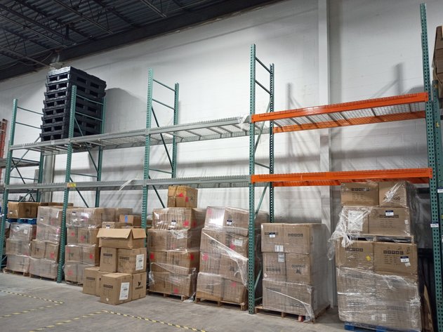 Group of 16ft USP Tear Drop-Style Pallet Racking