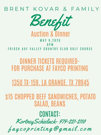 Image for Brent Kovar and Family Benefit Auction and Dinner