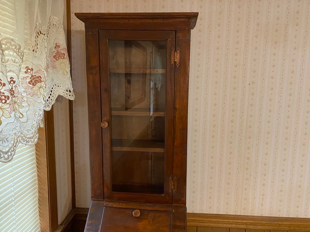 Image for Antique Wooden Secretary Desk with Bookcase Top