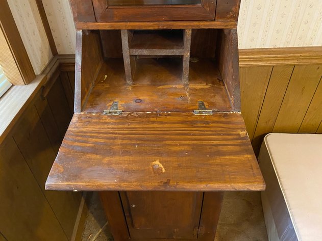 Image for Antique Wooden Secretary Desk with Bookcase Top