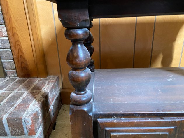 Image for Small, Dark Wood Accent Table with Drawer and Turned Legs