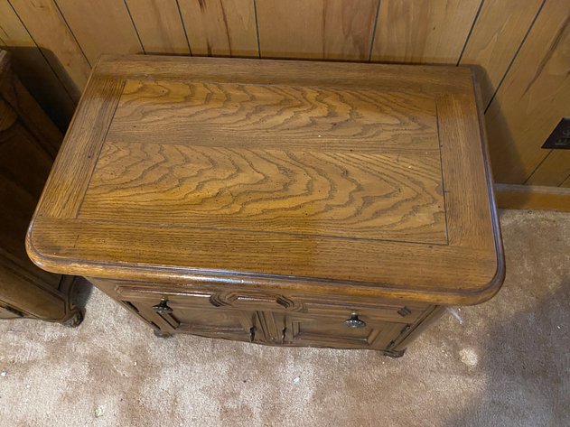 Image for (2) Oak Carved French Provincial Night Stands