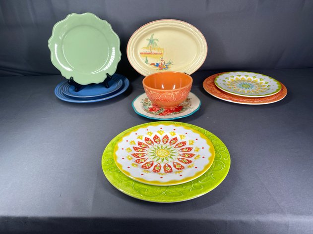 Image for (10) Malamine and Hand-Glazed Stoneware Dinnerware