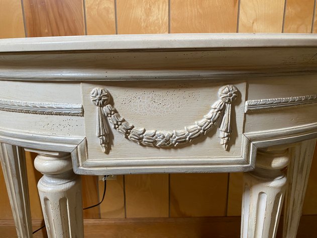 Image for Henredon Louis XVI Neoclassical Travertine Demilune Side Entry Table