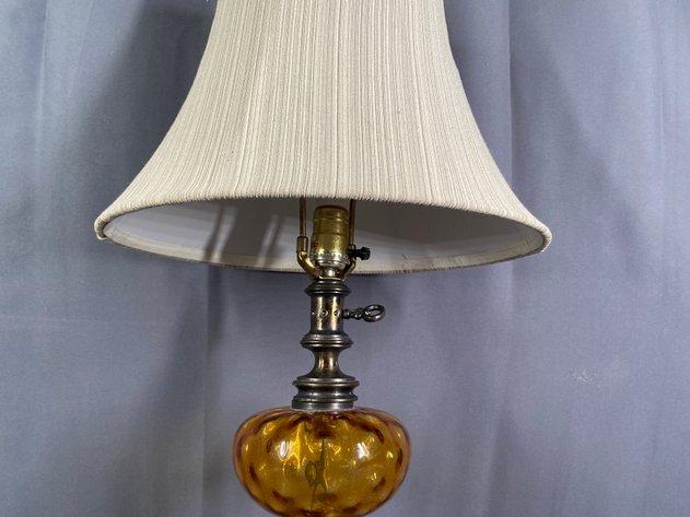 Image for Vintage Brass Base and Glass Table Lamp