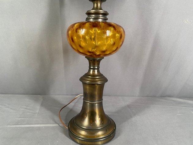 Image for Vintage Brass Base and Glass Table Lamp