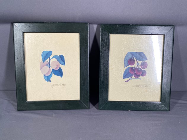 Image for (2) Fruit Themed Framed Lithograph's Signed by Artist Peg Wheeler Hope