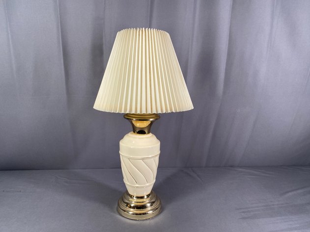 Image for Cream Ceramic Lamp with Gold Accents