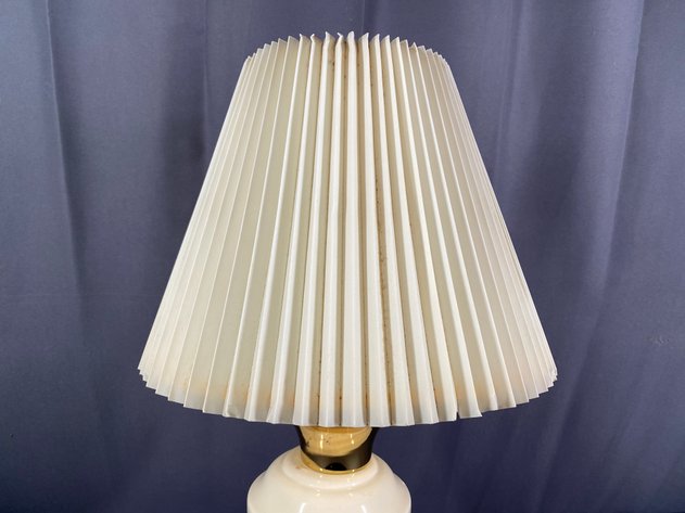 Image for Cream Ceramic Lamp with Gold Accents