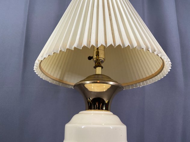 Image for Cream Ceramic Lamp with Gold Accents