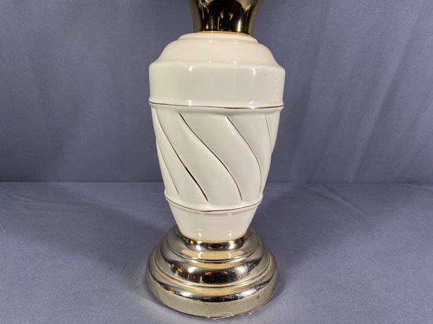 Image for Cream Ceramic Lamp with Gold Accents