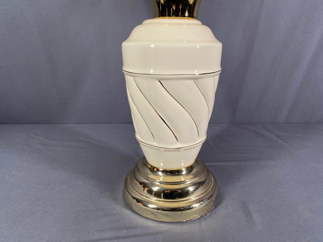 Image for Cream Ceramic Lamp with Gold Accents