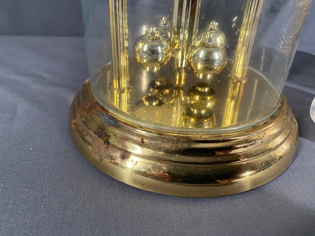 Image for (3) Antique 1911 Indiana Glass Tumblers with Strawberry and Roman Key and (1) Elgin Glass Globe Clock