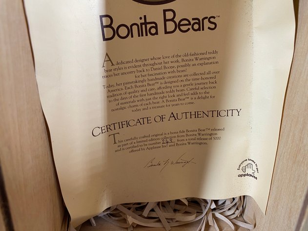 Image for Vintage Bonita Bear Numbered Limited Edition, In Original Box