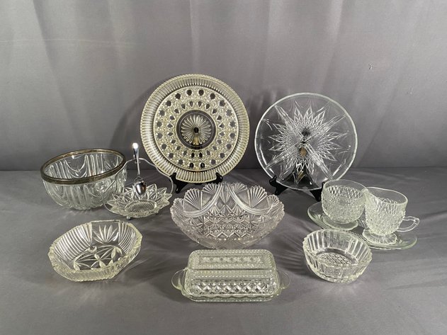 Image for (11) Piece Assortment of Cut Glass Serving Ware