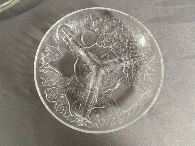 Image for (6) Piece Assortment of Cut and Etched Glass Serving and Table Ware