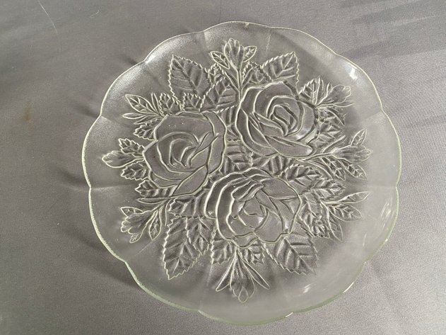 Image for (6) Piece Assortment of Cut and Etched Glass Serving and Table Ware