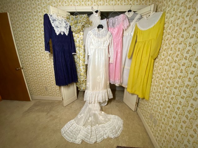 Image for Assortment of Vintage Wedding and Formal Dresses
